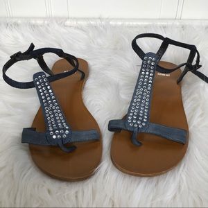Sued light blue Sandler w/ rhinestones. New-size 9